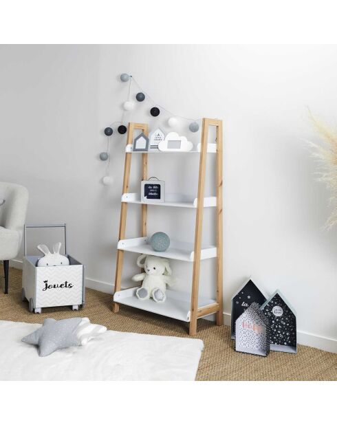 Etagère enfant Tim   blanc/bois - 60x117x30 cm