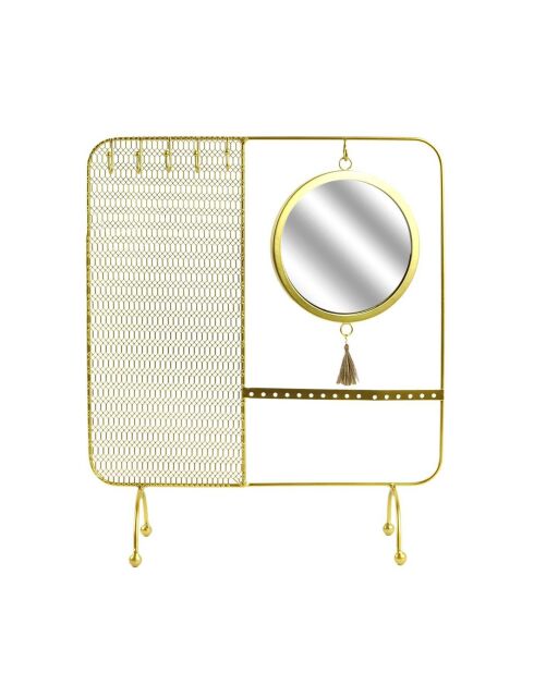 Porte-bijoux miroir filaire métal   dore - 30x35.5x10 cm