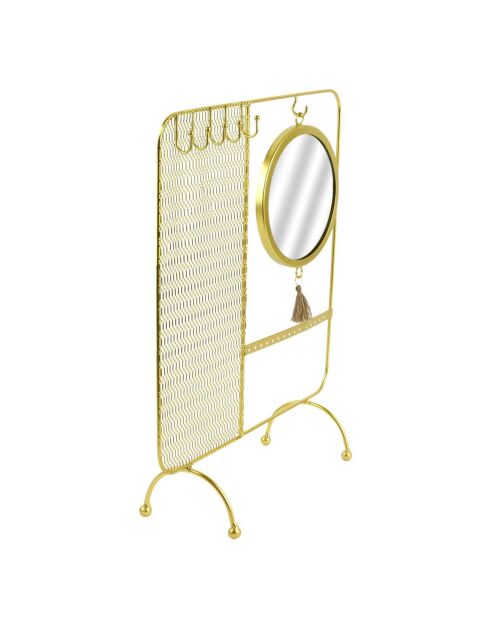 Porte-bijoux miroir filaire métal   dore - 30x35.5x10 cm