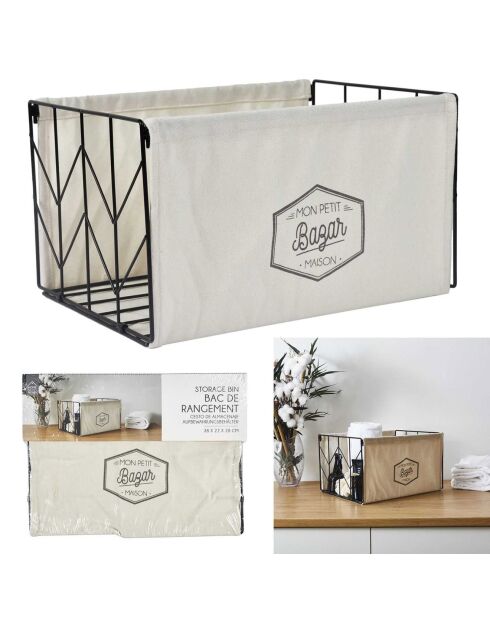 Bac de rangement pliable taille M blanc- 38x22x28 cm
