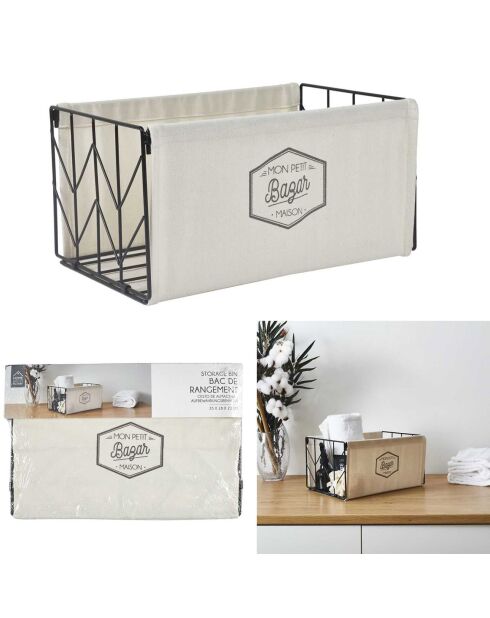 Bac de rangement pliable taille S  blanc- 35x18x23 cm