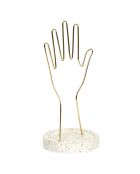 Porte-bijoux main métal support terrazzo  - 16x28x16 cm