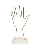 Porte-bijoux main métal support terrazzo  - 16x28x16 cm