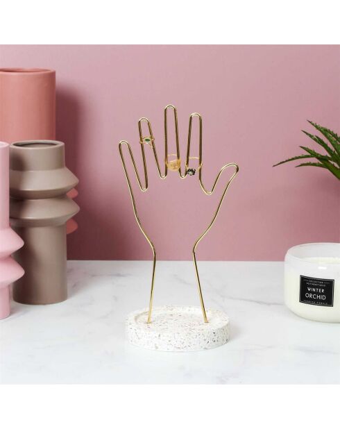 Soporte de metal para joyas de mano, soporte de terrazo - 16x28x16 cm