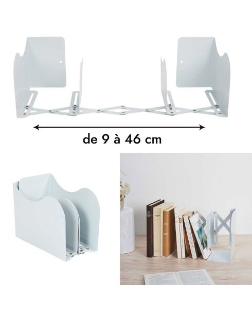 Range-livres extensible  blanc - 10x15x19 cm