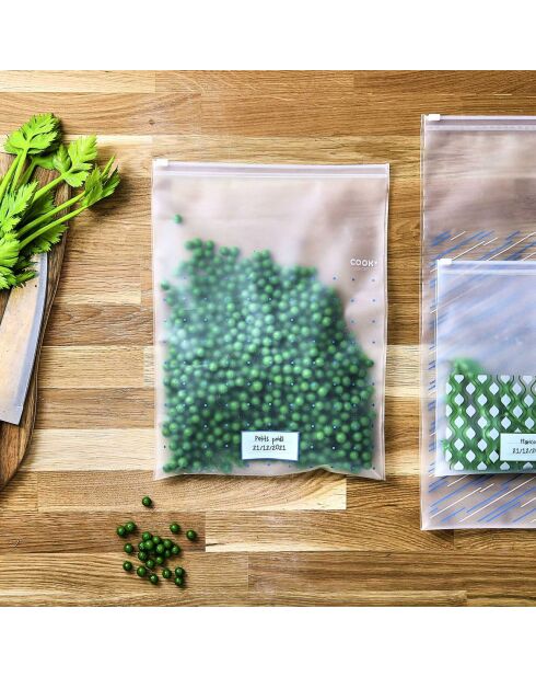 3 bolsas de congelador transparentes - 18x0x21 cm