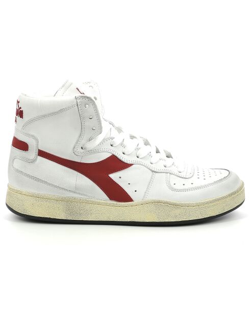 Weiß/rote Sneakers Dina aus Leder