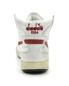 Weiß/rote Sneakers Dina aus Leder
