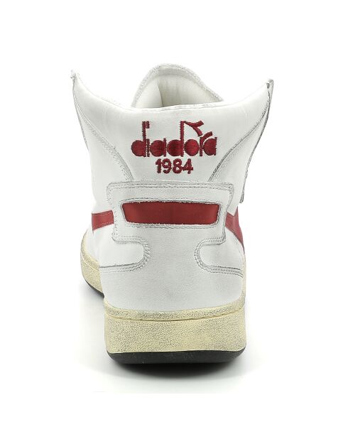 Weiß/rote Sneakers Dina aus Leder