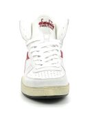 Weiß/rote Sneakers Dina aus Leder