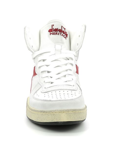 Weiß/rote Sneakers Dina aus Leder