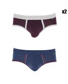 2 Slips Marvin bleu/rouge bordeaux