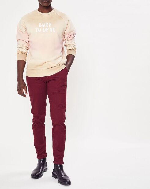Pantalon chino Slim Fit Stuart uni stretch bordeaux