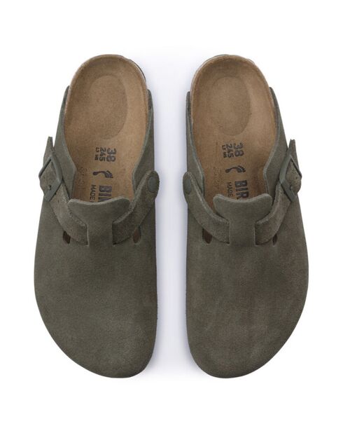 Sabots en Velours de Cuir Boston verts
