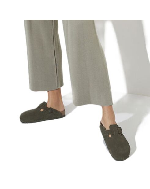Sabots en Velours de Cuir Boston verts