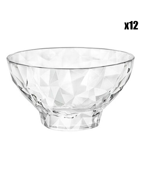 12 Bols à dessert Diamond transparents - 22 cl