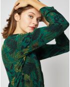 Robe chemise mi-longue Mantry à motifs verte