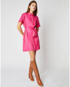 Robe chemise courte Ludivine effet satiné fuchsia