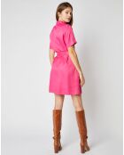 Robe chemise courte Ludivine effet satiné fuchsia