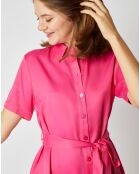 Robe chemise courte Ludivine effet satiné fuchsia