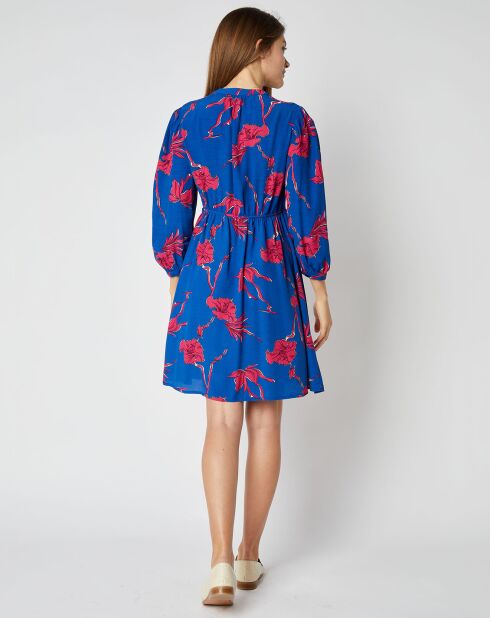 Robe courte Charlotte à motifs bleu indigo