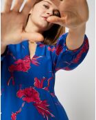 Robe courte Charlotte à motifs bleu indigo