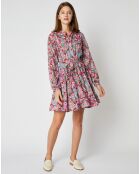 Robe chemise courte Thelma à motifs rose/multicolore