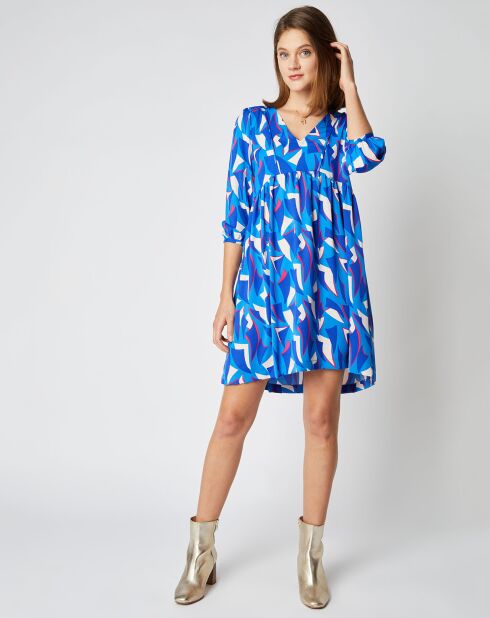 Robe courte Marion à motifs bleu/blanc