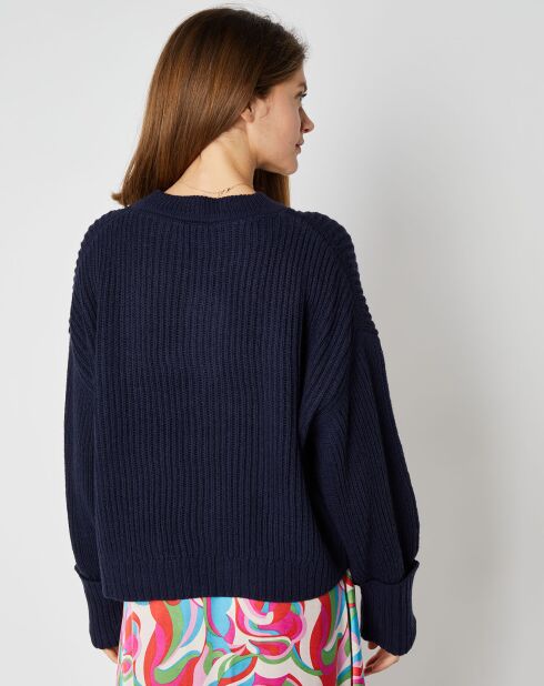 Pull Julie en Laine mélangée bleu nuit