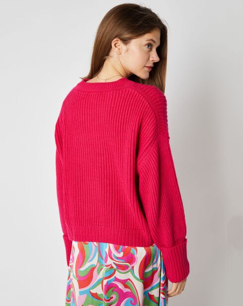 Pull Julie en Laine mélangée fuchsia