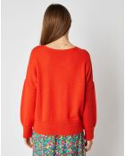 Pull Lou en Maille mélangée coquelicot