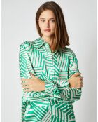 Chemise Aurélie effet satiné à motifs vert/écru