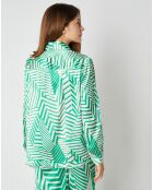 Chemise Aurélie effet satiné à motifs vert/écru