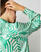 Chemise Aurélie effet satiné à motifs vert/écru