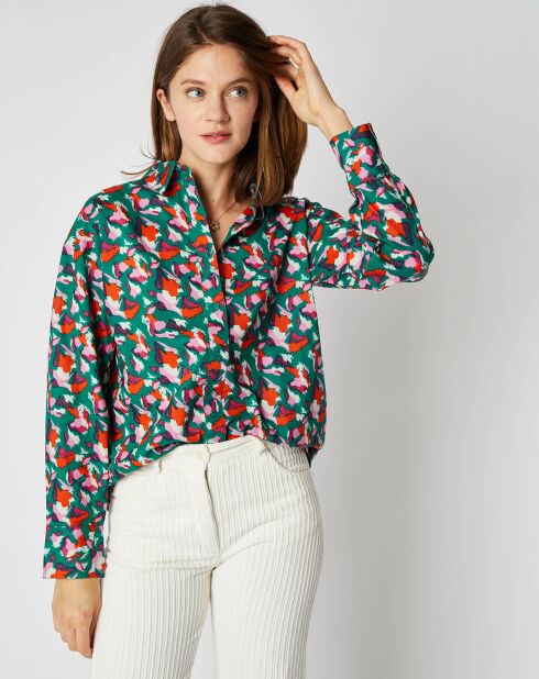 Chemise en Coton Frédérique simon à motifs vert/multicolore