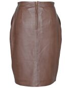 Jupe longue en Cuir Lazarie cognac