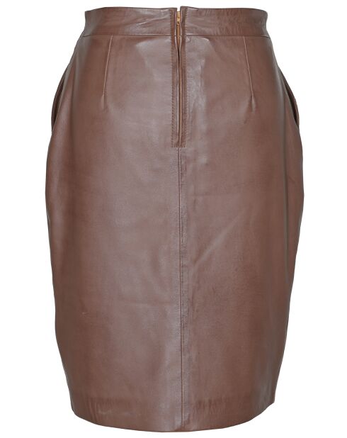 Jupe longue en Cuir Lazarie cognac