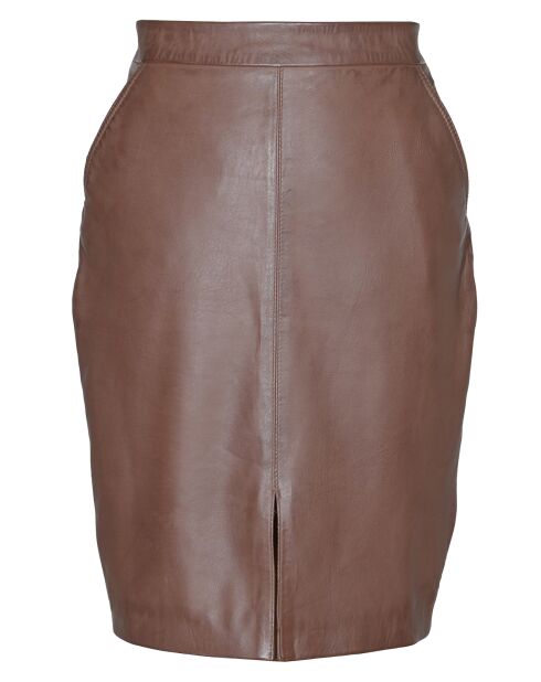 Jupe longue en Cuir Lazarie cognac