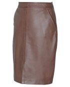 Jupe longue en Cuir Lazarie cognac
