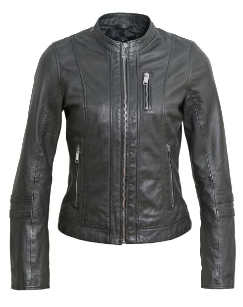 Veste en Cuir Lecce noire