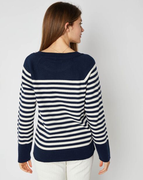 Pull marinière Capucine en Maille de coton mélangé marine/écru