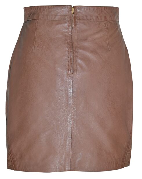 Jupe courte en Cuir Leita cognac