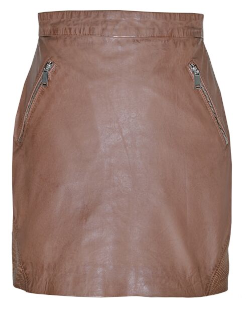 Jupe courte en Cuir Leita cognac