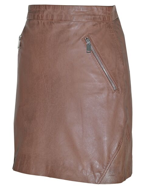 Jupe courte en Cuir Leita cognac