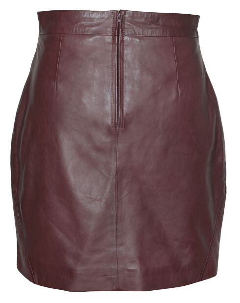 Jupe courte en Cuir Leita bordeaux