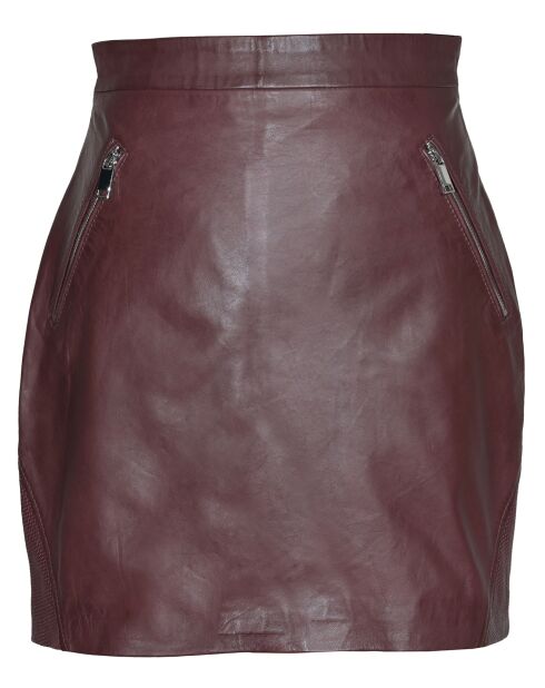 Jupe courte en Cuir Leita bordeaux