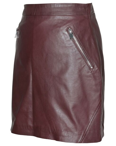 Jupe courte en Cuir Leita bordeaux