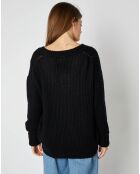 Pull en Maille mélangée Leena Col V noir