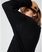 Pull en Maille mélangée Leena Col V noir