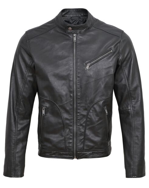 Veste en Cuir Lindo noire